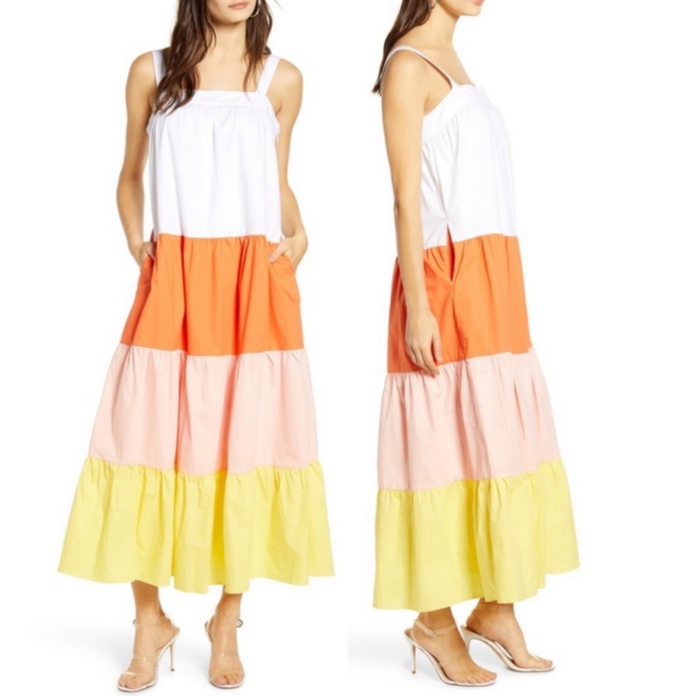 ENGLISH FACTORY Tiered Colorblock Maxi Dress - Picture 5 of 13